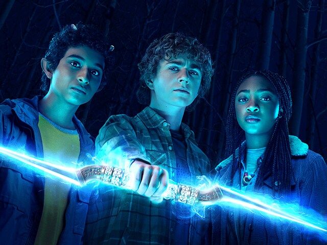 The main cast of Percy Jackson And The Olympians - Walker Scobell as Percy, Leah Save Jeffries as Annabeth and Aryan Simhadri as Grover.